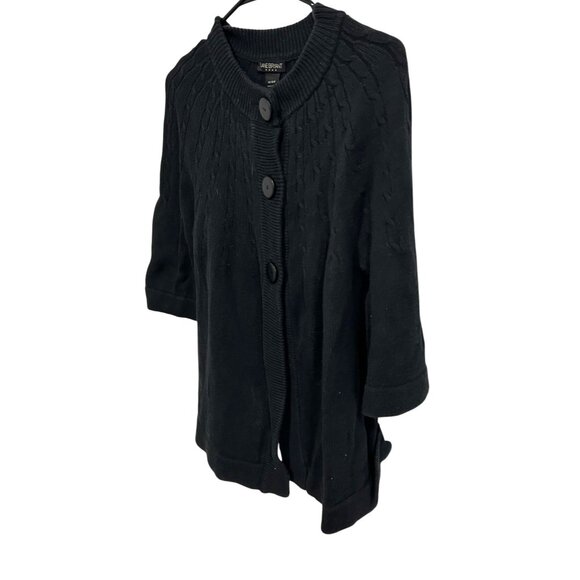 Lane Bryant Black Cable Knit Cardigan 3/4 Sleeve Button Front Size 14 - Picture 3 of 9